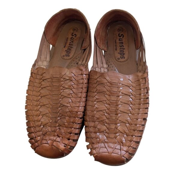 Sunsteps Hand-Woven Leather Huarache Sandals Brown Mens Size 9.5 - Picture 2 of 10